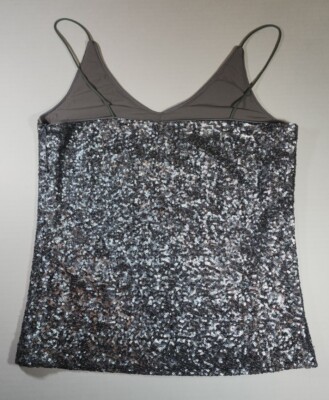 トップス litmus HP fluctuate chain cami grey Six Crisp Days Silver Gray Sequin Cami Tank Sz M | eBay
