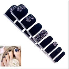 Jaysea Nails Pedicure Polish Strips Color Black Rose Street Nail Art Wraps, B4G1