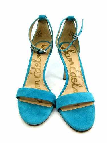 Blue Suede Leather Ankle Strap Heels 7M 