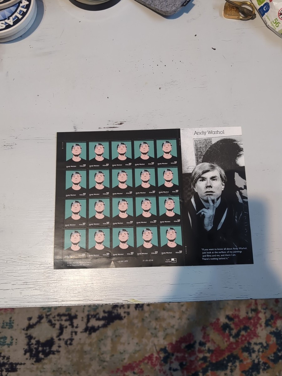 2001 Andy Warhol Sc 3652 mint 37c sheet of 20 plate number S111111