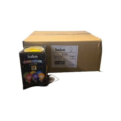 Set Of 12 Halco Colorations 25w PARTY BULB A19 YELLOW 130V E26 #6338