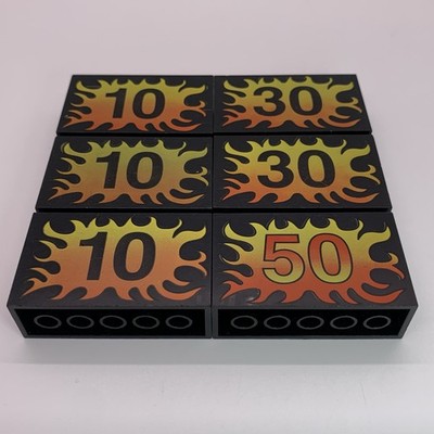 Lego  Bricks Black 2x6x3 Racing  Flame Speed Signs 10 30 50- F1 Formula 6213pb09