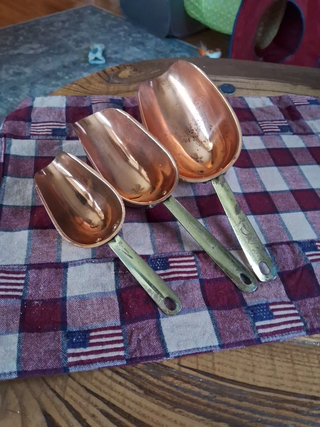Measuring Scoops Copper Nesting 3 Piece Set Farmhouse Decor Vintage