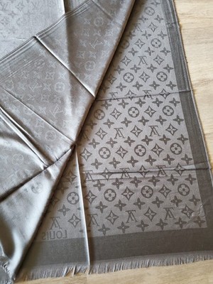 Louis Vuitton Scarf Shawl Stole Monogram LV Italy 70 x28  Gray