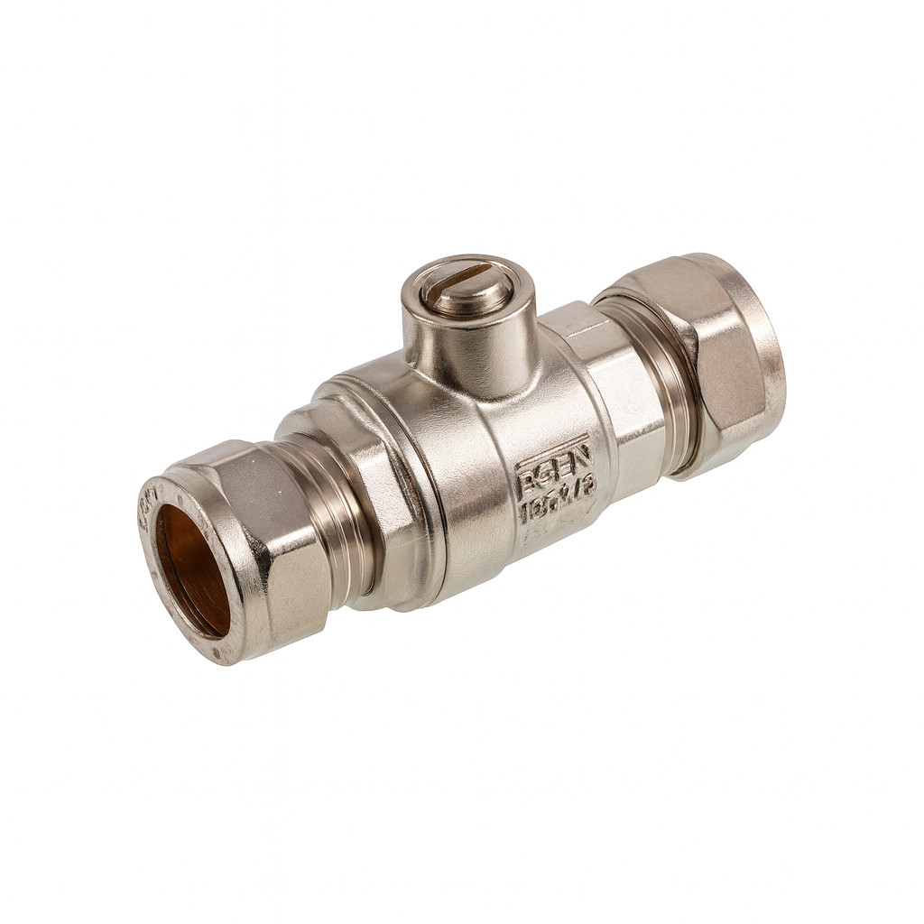 Westco 15mm Compression Chrome Isolating Valve - Brass Fitting Plumbing UK