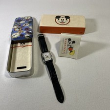 Mickey Mouse Watch made for Disney Store Black Leather strap Needs Battery