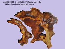 Myrtle Burl Slab Live Edge River Table DIY Mrt25-3084