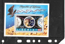LIBERIA SC#196 1973 APOLLO 17 CTO USED XF AIR MAIL SOUVENIR SHEET TOPICAL STAMP