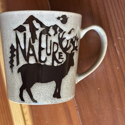 Pfaltzgraff Nature Mug 16 oz Buck Elk Deer Rustic Cabin Lodge Hunter Coffee Cup