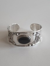 Vintage Onyx Berber Tuareg Armband Armreif Silber 925 ca. 27,63g Handarbeit