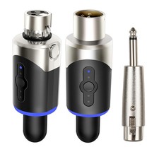UHF Wireless XLR Microphone Transmitter Receiver Plug-on Mic Adapter 4 Channe...