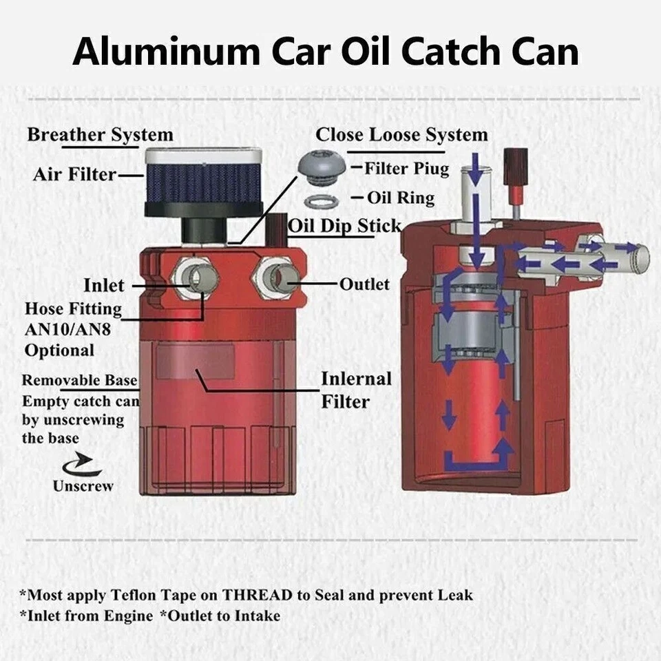 Car Oil Catch Can Kit Aluminum 300ML Air Oil Separator Catch Can Breather Filter Foto 4 de 4