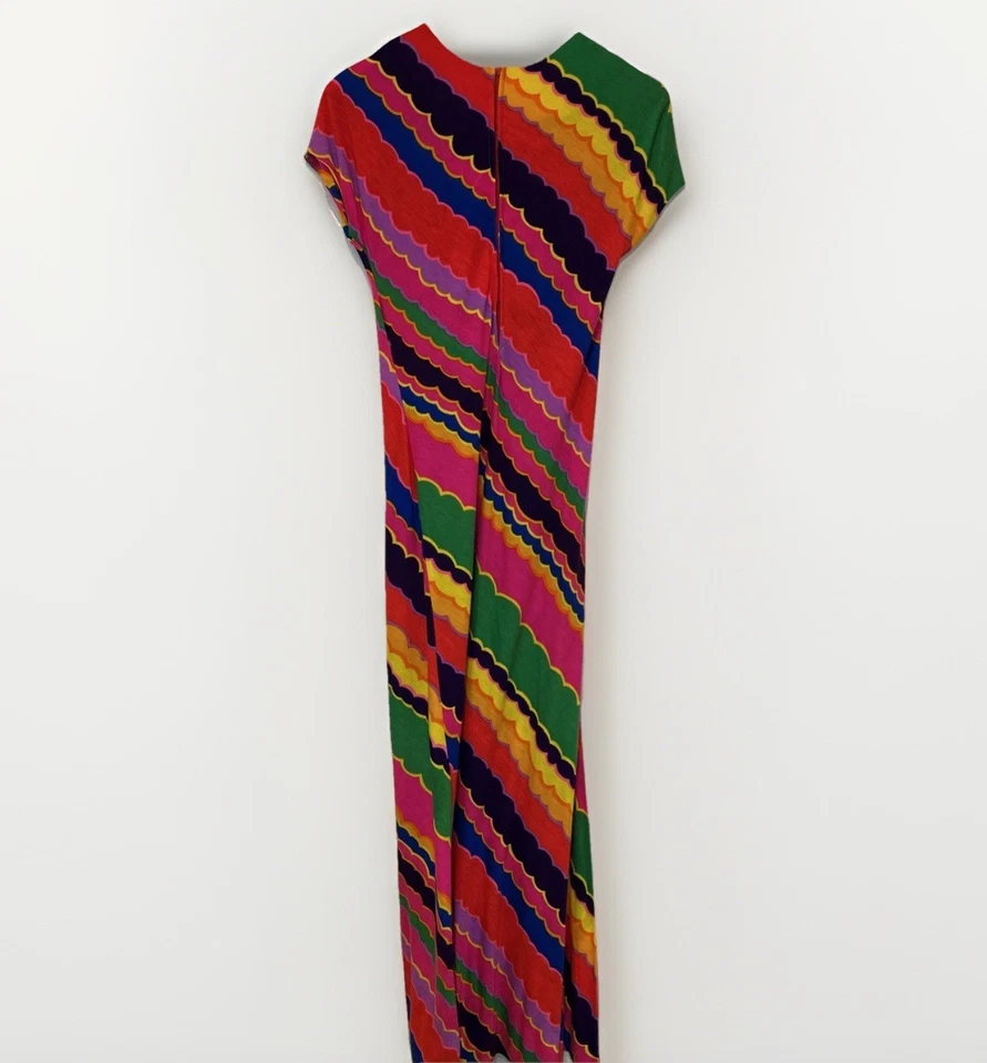 Vestido De Colección Kahala Para Mujer Tejido Hawaiano Maxi Floral Psicodélico Tropical Años 60-70 Foto 4 de 4