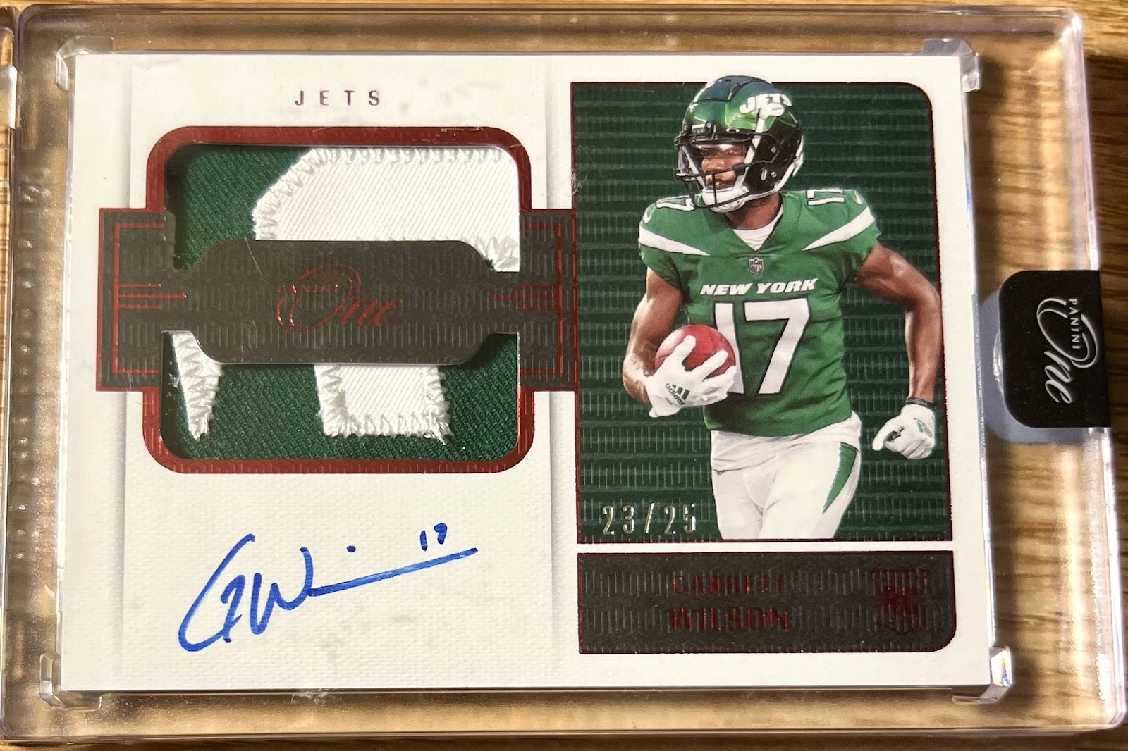 Garrett Wilson Panini One #32 Dual Patch Autograph-Red