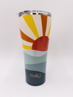 Set of 2 Swig Life 22oz Stainless Tumblers  Sun Dance  pattern.