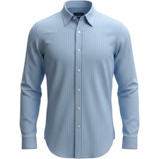Rhone Mens Commuter Shirt Light Blue White Pinstripe Long Sleeve Medium