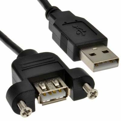 1m USB 2.0 Panel Befestigung Buchse A Buchse auf A Stecker Daten & Ladekabel [004323]