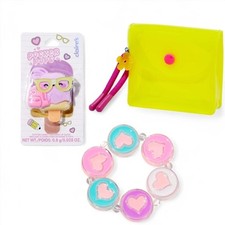 Claire&rsquo;s Pucker Pops Lip Gloss & Heart Bracelet Set w/ Neon Yellow Case &ndash; New