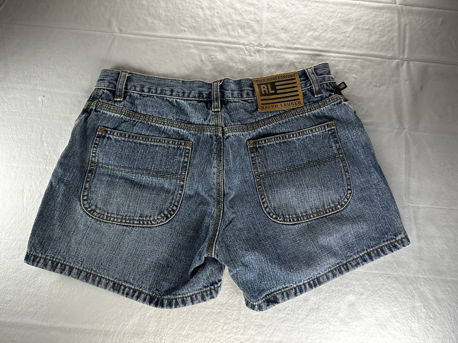 VTG Polo Ralph Lauren Jean Shorts Womens 4 (30X4) Light Wash Flat Front Denim