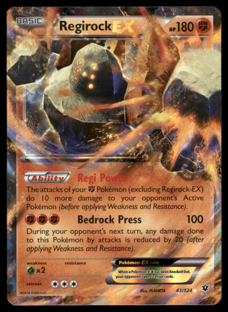 Regirock EX 43/124 Holo Fates Collide Pokemon Card