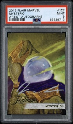 2019 Flair Marvel Artist Autographs /30 #127 Mysterio PSA 9  RARE 