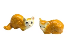 Hagen Renaker Vintage Miniature Retired Figurine Two Orange Fluffy Cats 
