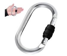 Carabiner Clips Heavy Duty 25KN/5600LB - 4.3" Large Caribiniers Silver