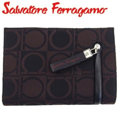 Salvatore Ferragamo G17502 Gancini Zip Bi-Fold Wallet Canvas/Leather Preowned