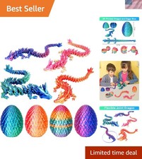 4PCS 3D Printed Dragon Egg, Articulated Crystal Animals Fidget Toys, Small 3D...