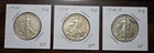 Lot of 3 - Walking Liberty Halves - 1.085 Troy Ounces of Pure Silver