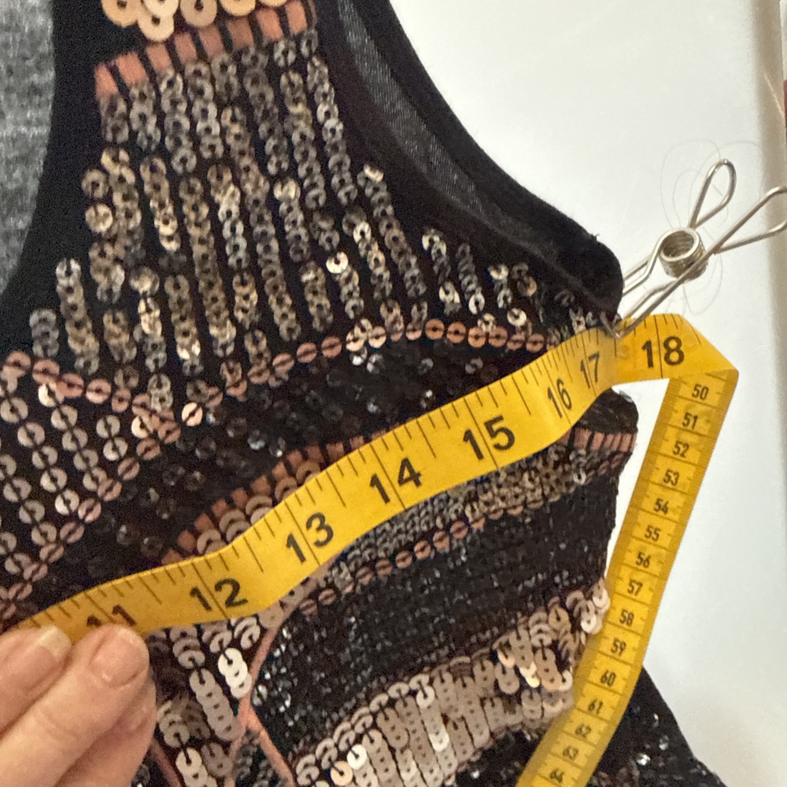 Express Blouse Size Small Black Sequence Sleevele… - image 7