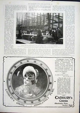 Old Antique Print Keel Battle Ship Queen Devonport Advert Cadburys Cocoa