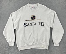 Vintage Jerzees Adult Large White Crew Neck Sweatshirt Made In USA Santa Fe NM