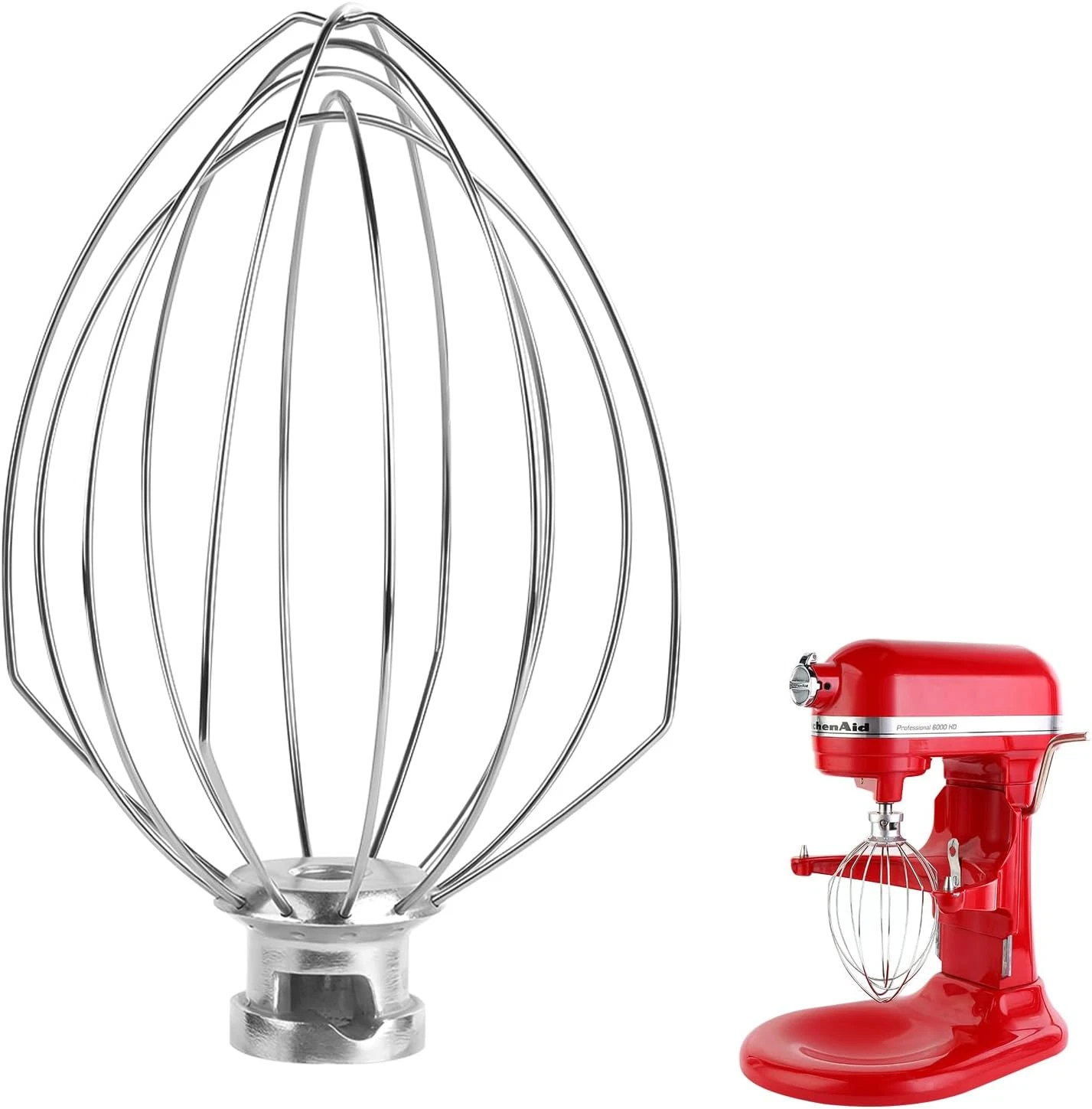 6 Wire Whisk Attachments Compatible with Kitchenaid 5Plus-6Quart Mixer, Bowl Lif
