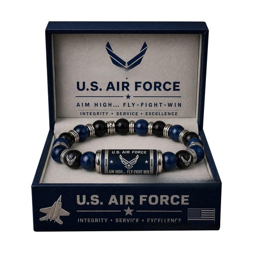 American US Beaded Bracelet, American Air FORCE Veteran Memorial Men Women Gift
