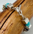Mexico Sterling Silver & Cats Eye Cubos Y Bolos Cubes & Beads Bracelet 7.5 In — photo 10