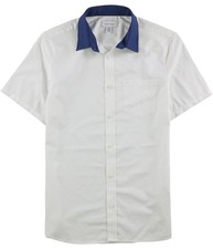 Calvin Klein Mens Solid Button Up Shirt, White, Small