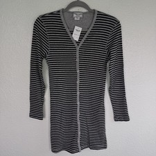 Hard Tail Y2K Dress Womens One Size Ribbed Striped Button Front Mini Cotton NEW