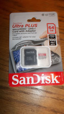 Sandisk Ultra PLUS 64GB MicroSDXC UHS-I Card with Adapter 100MB/s Class 10 U1 A1