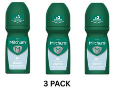 Mitchum Men Powerful Antiperspirant Deodorant Roll-On, Unscented, 3.4 PACK OF 3