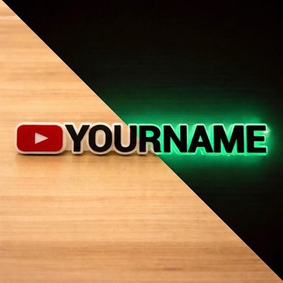 Glow in the Dark YouTube Nameplate   Custom Channel Name 3D Printed Desk Sign