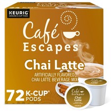 Cafe Escapes Chai Latte, Keurig K-Cup Pod, 72 Count