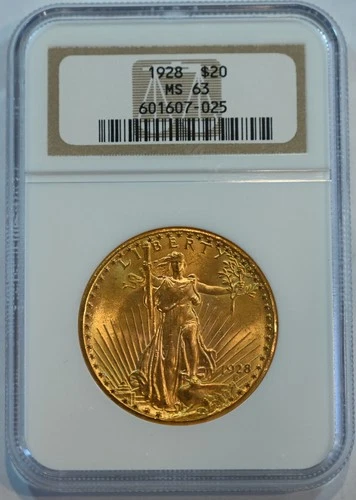 1928  $20 St. Gaudens Gold  Double Eagle MS63  NGC graded - free shipping!!!!