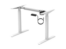 Monoprice Adjustable Sit Stand Table Desk Frame - White For Desktops Up To 63"