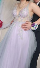 Fairy Multicolored Sleeveless Floral Tulle Satin Bridesmaid Dress with Slit