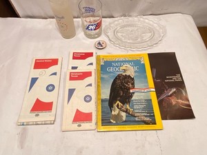 Lot of 9 Bicentennial 1976 National Geographic Button Plate Glass Maps 76