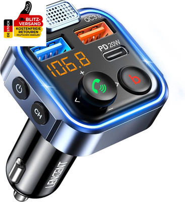 LENCENT 38W FM Transmitter Auto Bluetooth V5.3, Radio Deep Bass Musik Schnelles 