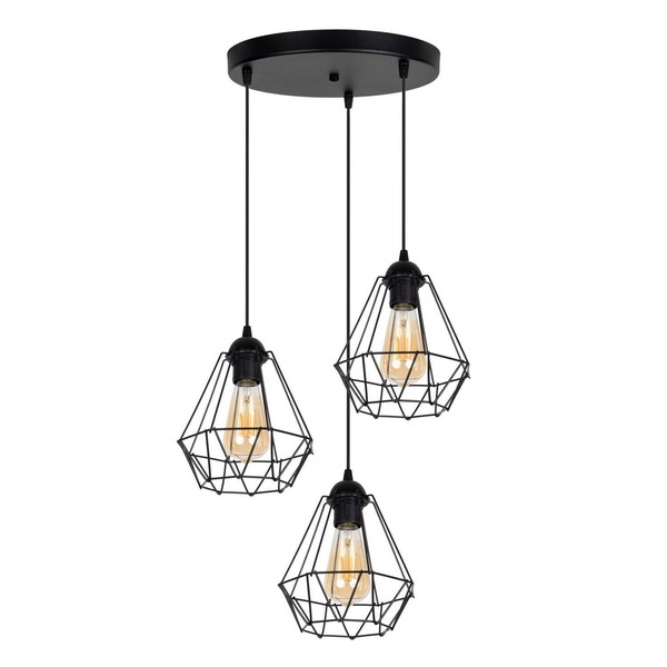 HäNgelampe Draht Metall Schwarz Ø45 Cm E27 Esstisch Pendelleuchte Wohnzimmer-image