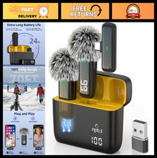 Wireless Microphone for iPhone, Android, PC - Noise Canceling, 24H Case, Mini Cl