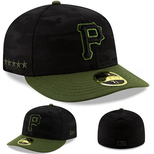 New Era Pittsburgh Pirates Fitted Hat MLB Official Low Profile Black Olive Green